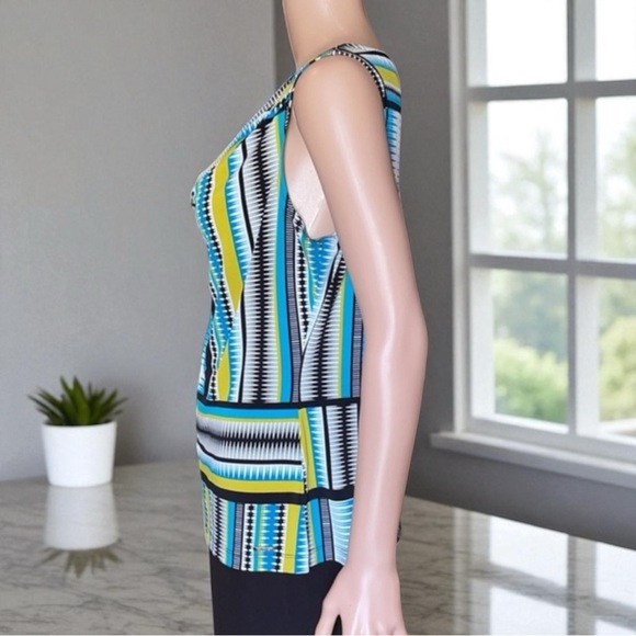 Calvin Klein Women's Lime Green Multi/Color Sleeveless Cowl-Neck Top Blouse - Picture 13 of 16